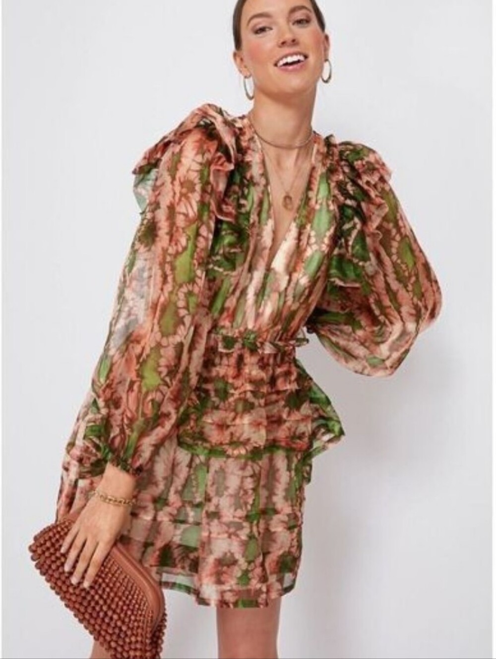 Ulla Johnson Adelaide Serpentine 100% Silk Ruffle Organza Mini Dress NWT Size 8